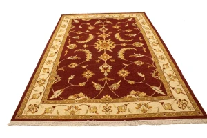 Wine Red Floral 6'7X9'6 Sumak Oriental Rug
