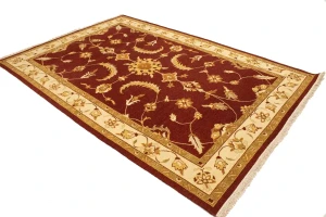 Wine Red Floral 6'7X9'6 Sumak Oriental Rug
