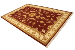 Wine Red Floral 6'7X9'6 Sumak Oriental Rug