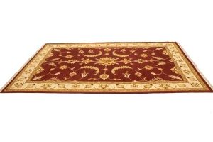 Wine Red Floral 6'7X9'6 Sumak Oriental Rug