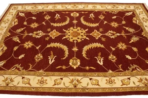 Wine Red Floral 6'7X9'6 Sumak Oriental Rug
