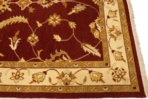 Wine Red Floral 6'7X9'6 Sumak Oriental Rug
