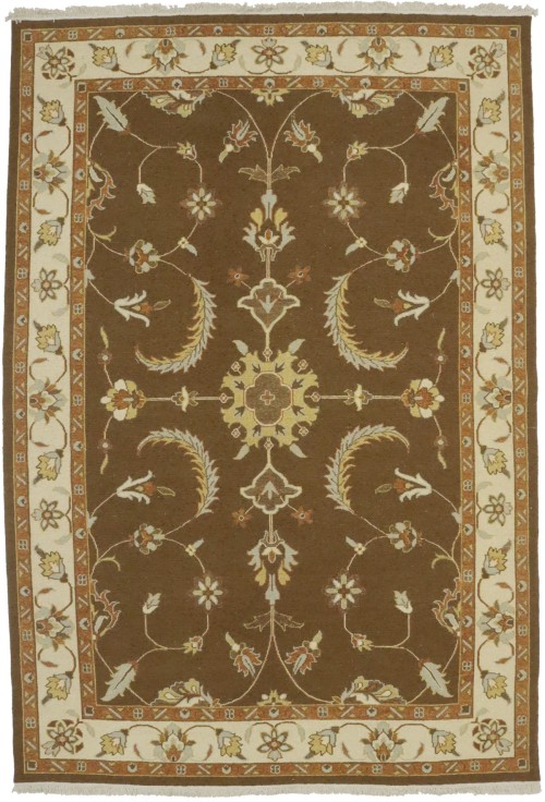 Brown Floral 7X10 Sumak Oriental Rug