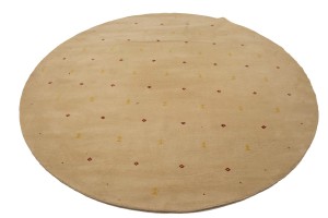 Beige Solid Tribal 8X8 Lori Gabbeh Oriental Round Rug