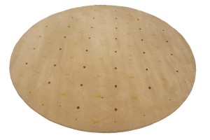 Beige Solid Tribal 8X8 Lori Gabbeh Oriental Round Rug