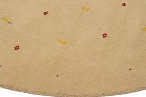 Beige Solid Tribal 8X8 Lori Gabbeh Oriental Round Rug