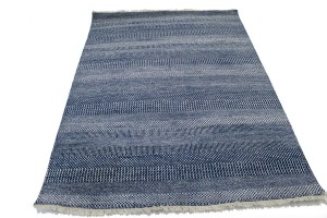 Dark Navy Grass Design 5X7 Modern Oriental Rug