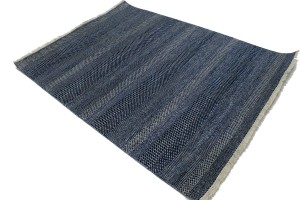 Dark Navy Grass Design 5X7 Modern Oriental Rug
