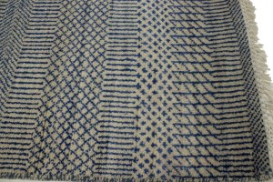 Blue & Ivory Grass Design 5X8'5 Modern Oriental Rug