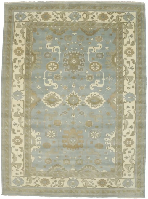 Gray Floral 10X14 Oushak Chobi Oriental Rug