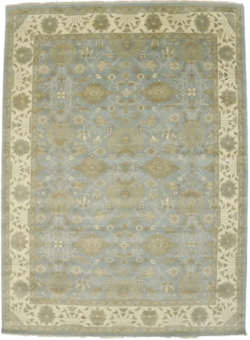 Gray Floral 10X14 Oushak Chobi Oriental Rug