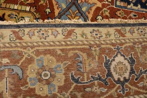 Dark Navy Geometric 8X10 Heriz Serapi Oriental Rug