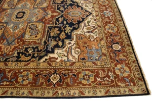 Dark Navy Geometric 8X10 Heriz Serapi Oriental Rug