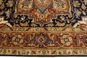 Dark Navy Geometric 8X10 Heriz Serapi Oriental Rug