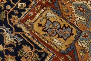 Dark Navy Geometric 8X10 Heriz Serapi Oriental Rug