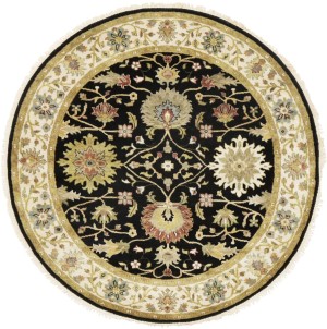 Black Floral 6X6 Chobi Peshawar Oriental Round Rug