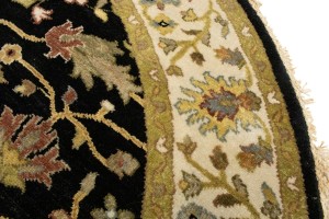 Black Floral 6X6 Chobi Peshawar Oriental Round Rug