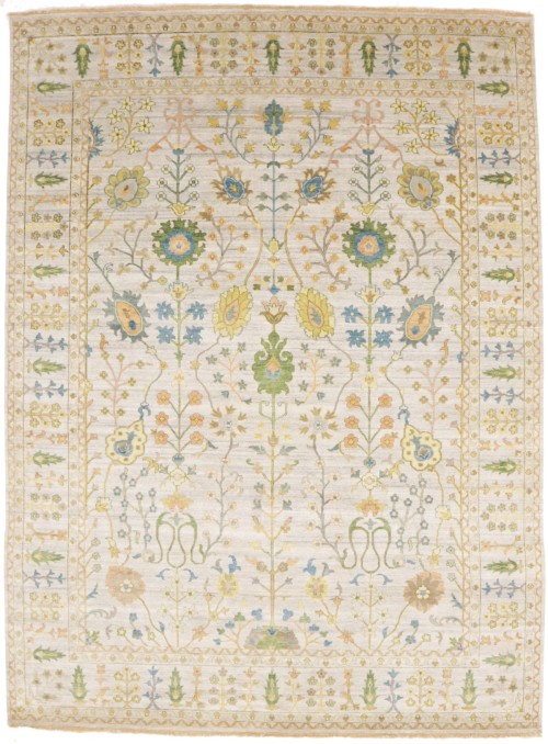 Ivory Floral 9X12 Osh Chobi Oriental Rug