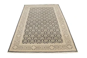 Charcoal Gray Floral Transitional 5'7X8'4 Oriental Rug