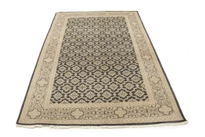 Charcoal Gray Floral Transitional 5'7X8'4 Oriental Rug