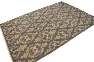 Brownish Gray Transitional Floral 6X9 Oriental Rug