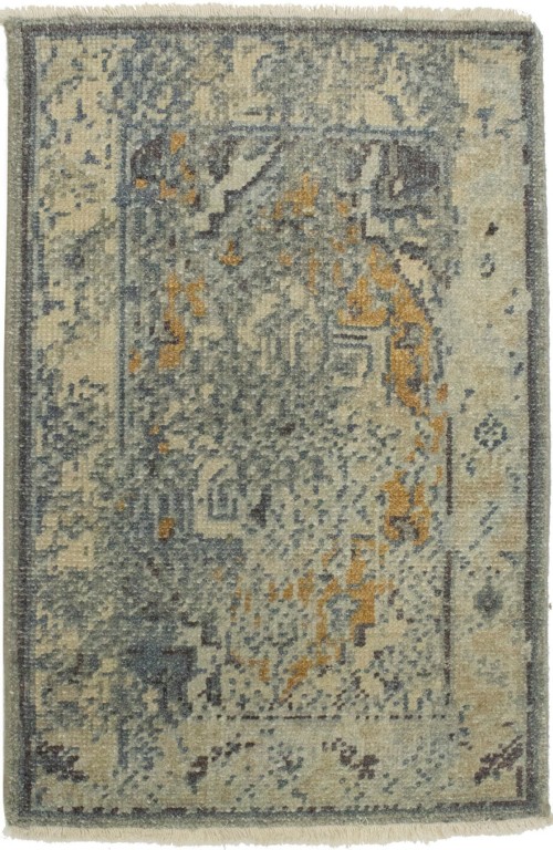 Muted Distressed Heriz 2X3 Transitional Oriental Rug