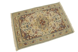 Cream Floral Heriz Serapi 2X3 Transitional Oriental Rug