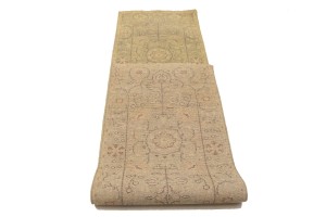 Green Floral Transitional 2'4X9'9 Oriental Runner Rug