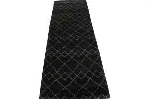 Charcoal Geometric Modern 3X8 Moroccan Style Oriental Runner Rug