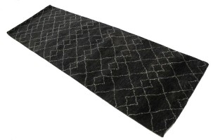 Charcoal Geometric Modern 3X8 Moroccan Style Oriental Runner Rug