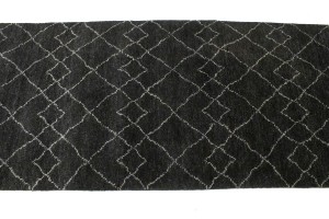Charcoal Geometric Modern 3X8 Moroccan Style Oriental Runner Rug