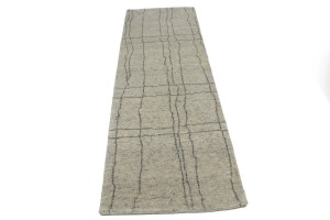 Cream Geometric Modern 3X8 Moroccan Style Oriental Runner Rug