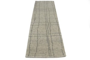Cream Geometric Modern 3X8 Moroccan Style Oriental Runner Rug
