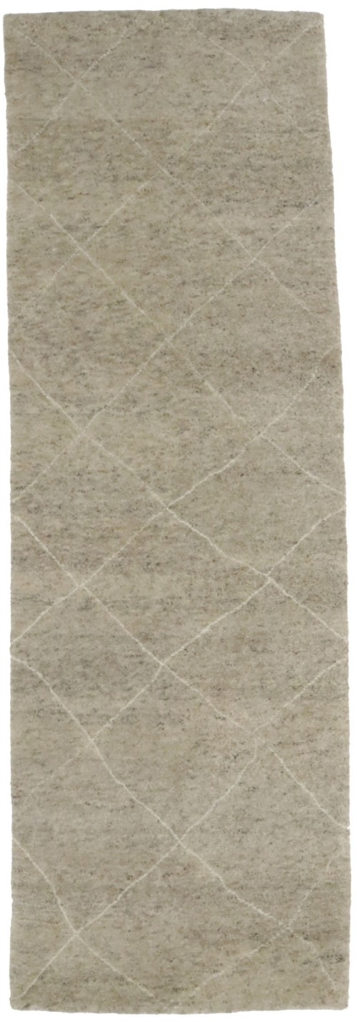 Beige Geometric Modern 3X8 Moroccan Style Oriental Runner Rug