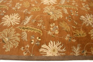 Rust Orange Floral Modern 10X13 Oriental Hand-Tufted Rug