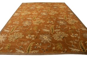 Rust Orange Floral Modern 10X13 Oriental Hand-Tufted Rug