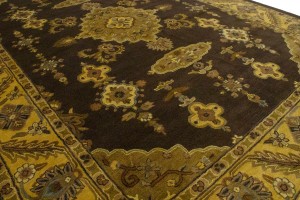 Dark Brown Floral Modern 10X13 Oriental Hand-Tufted Rug