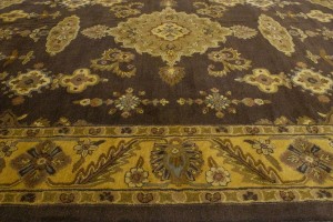 Dark Brown Floral Modern 10X13 Oriental Hand-Tufted Rug