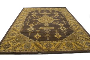 Dark Brown Floral Modern 10X13 Oriental Hand-Tufted Rug