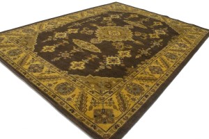 Dark Brown Floral Modern 10X13 Oriental Hand-Tufted Rug