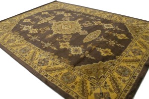 Dark Brown Floral Modern 10X13 Oriental Hand-Tufted Rug