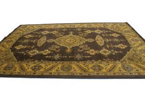 Dark Brown Floral Modern 10X13 Oriental Hand-Tufted Rug