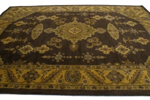 Dark Brown Floral Modern 10X13 Oriental Hand-Tufted Rug