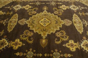 Dark Brown Floral Modern 10X13 Oriental Hand-Tufted Rug
