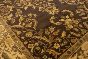 Dark Brown Floral Modern 9'5X13 Oriental Hand-Tufted Rug