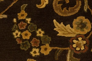 Dark Brown Floral Modern 9'5X13 Oriental Hand-Tufted Rug