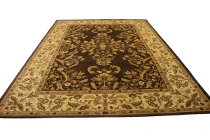 Dark Brown Floral Modern 9'5X13 Oriental Hand-Tufted Rug