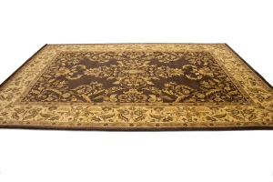 Dark Brown Floral Modern 9'5X13 Oriental Hand-Tufted Rug