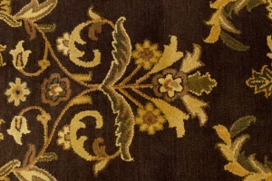 Dark Brown Floral Modern 9'5X13 Oriental Hand-Tufted Rug