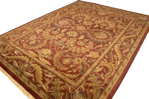 Red Floral Modern 10X13 Oriental Hand-Tufted Rug